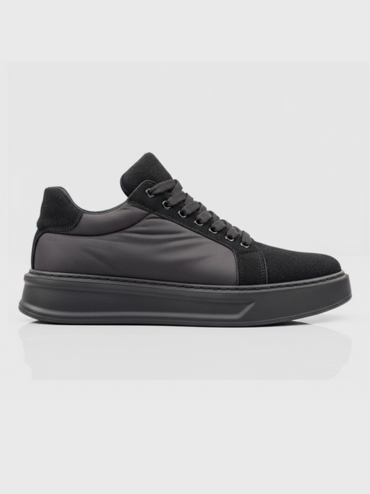 Apollo Moda Men's Titan Eclipse all-black glossy chunky sneaker, main product photo