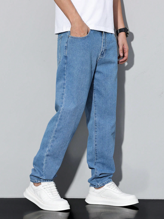 Men's Casual Washed Tapered Leg Jeans