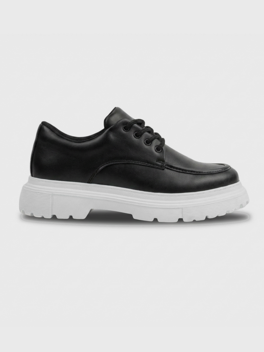 Apollo Moda Men's Vantage Apex black elevating sneaker with white sole, main product photo