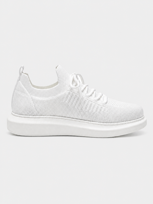Torino Snowy Peak knit casual sneaker in white by Apollo Moda