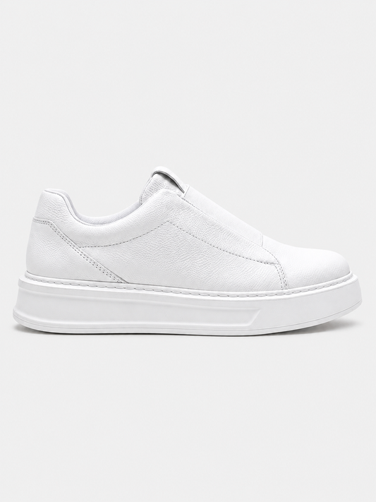 Apollo Moda Men's Izmir Blanco all-white slip-on platform sneaker, main product photo