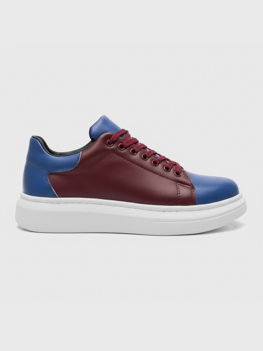 Apollo Moda Men's Luna Bordeaux burgundy and navy colorblock sneaker, main product photo