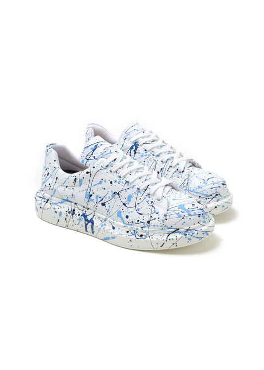 Porto Sky Blue hand-painted custom sneaker by Apollo Moda, second angle