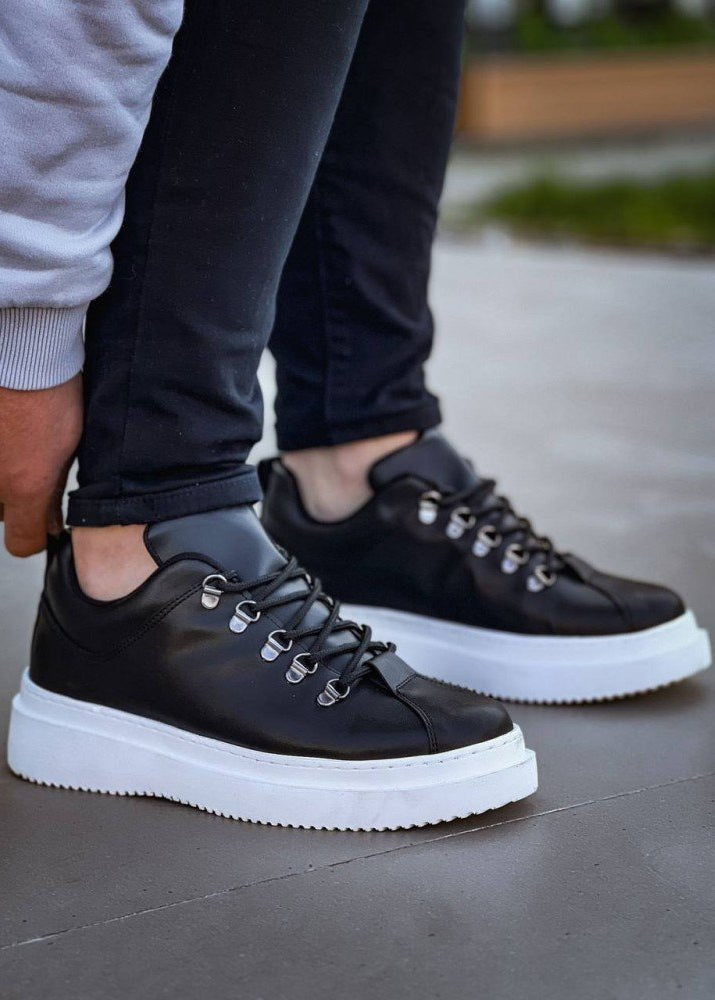 Men's Atlas Jet black sneaker with white sole by Apollo Moda, fifth angle